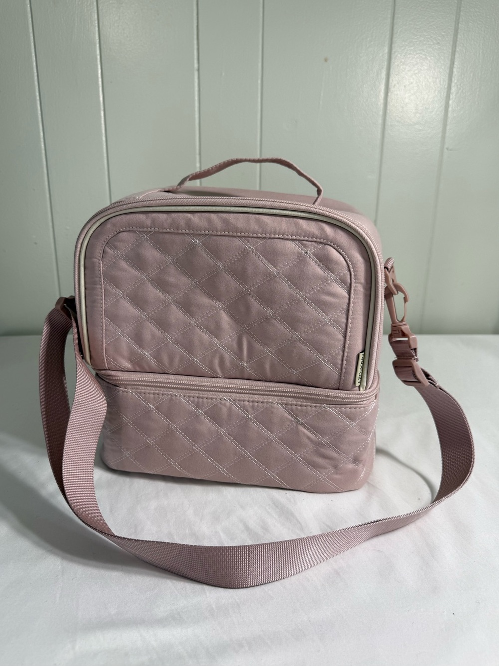 FINDCOZY Pink Quilted Double Deck Insulated Lunch Bag New - No Tags